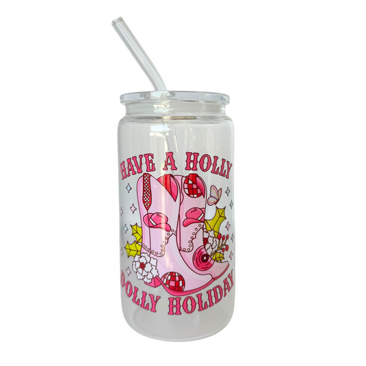 Holly Dolly Holiday Christmas 500ml (16oz) Can Cup