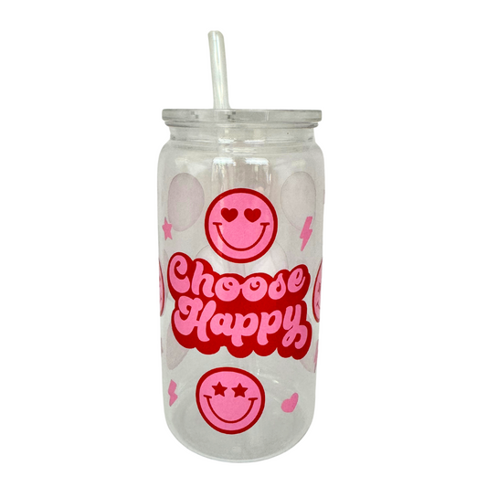 Choose Happy Acrylic 500ml (16oz) Can Cup