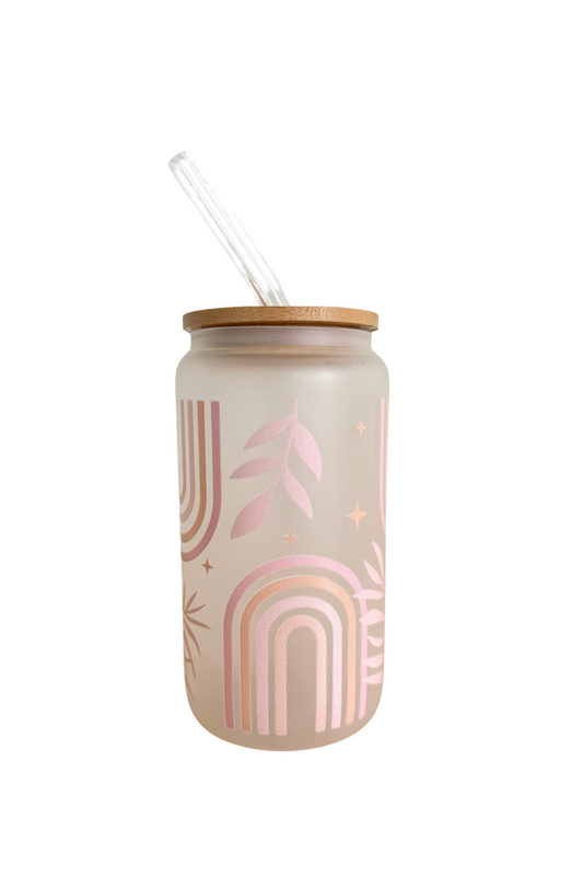 DISHWASHER SAFE Boho Rainbow Frosted 500ml (16oz) Can Cup