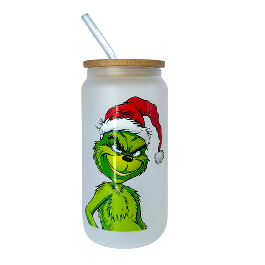 Green Christmas 4 Frosted 500ml (16oz) Can Cup