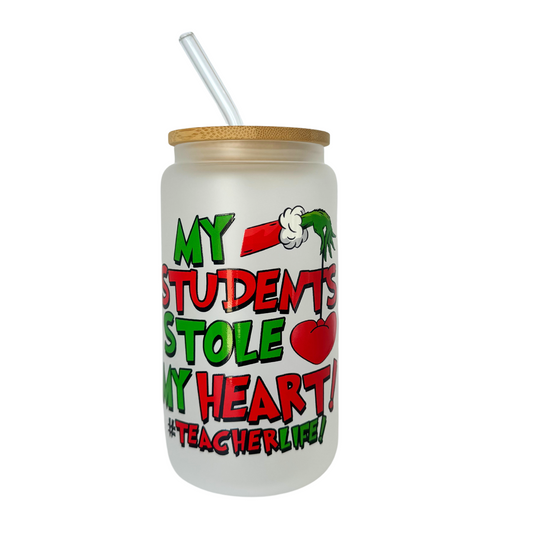 My Students Stole My Heart Christmas Frosted 500ml (16oz) Can Cup