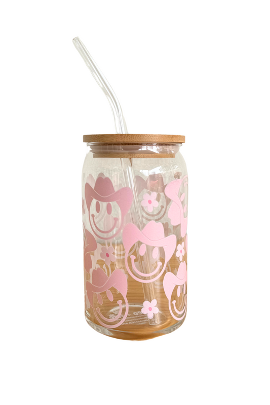 DISHWASHER SAFE Pink Howdy Cowgirl 470ml (16oz) Can Cup