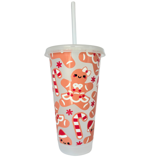 Candy Cane Gingerbread Christmas 700ml Plastic Tumbler