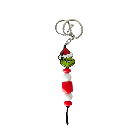 Green Christmas Beaded Keychain