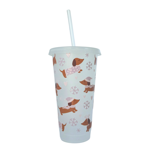 Winter Dachshunds 700ml Plastic Tumbler