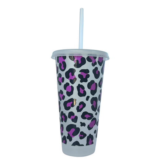 Purple Leopard 700ml Plastic Tumbler