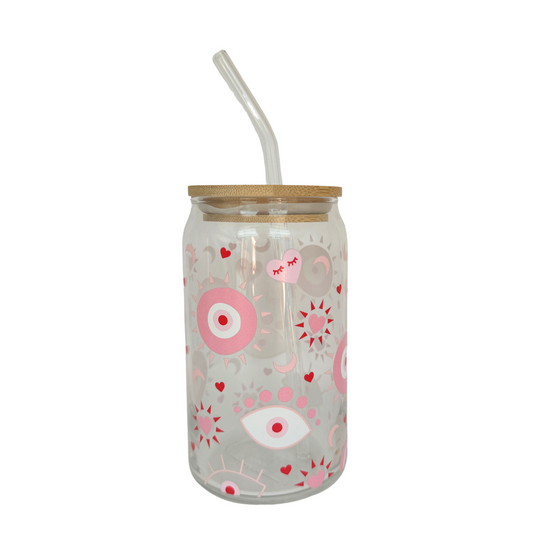 DISHWASHER SAFE- Pink Evil Eye 470ml (16oz) Can Cup