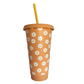 Daisy Burnt Orange 700ml Plastic Tumbler